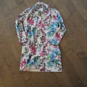 Rino & Pelle‎ Faux Suede Bird Print Floral Duster Size 42/ XL